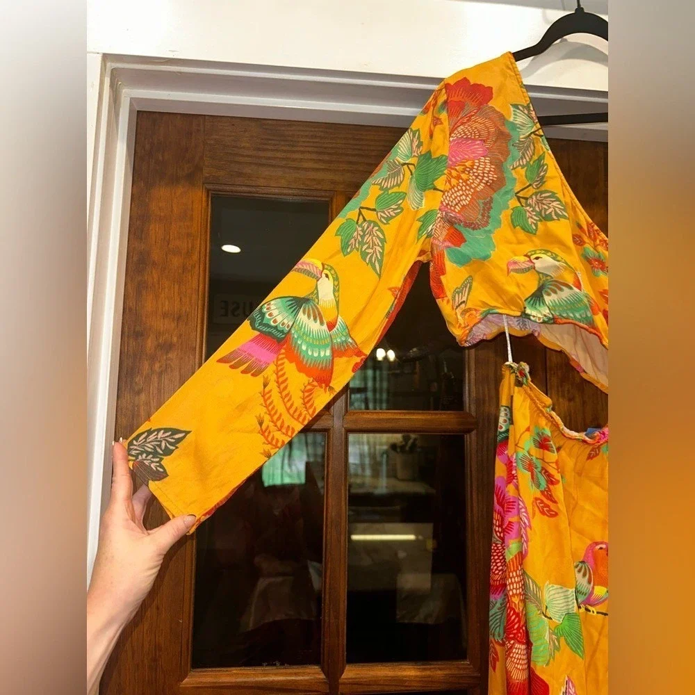 NWT Farm Rio Size Large Petite Floral One-Shoulder Cutout Maxi Colorful Dress - Picture 3 of 15